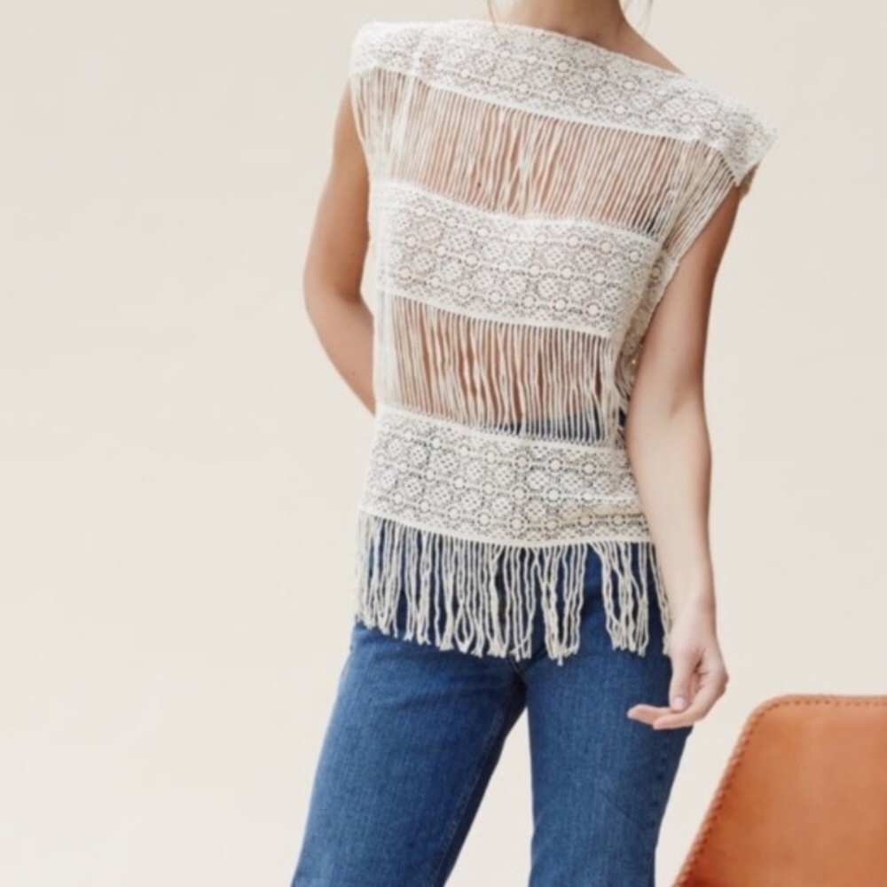ANTHRO Callahan Inez Crochet Fringe Top